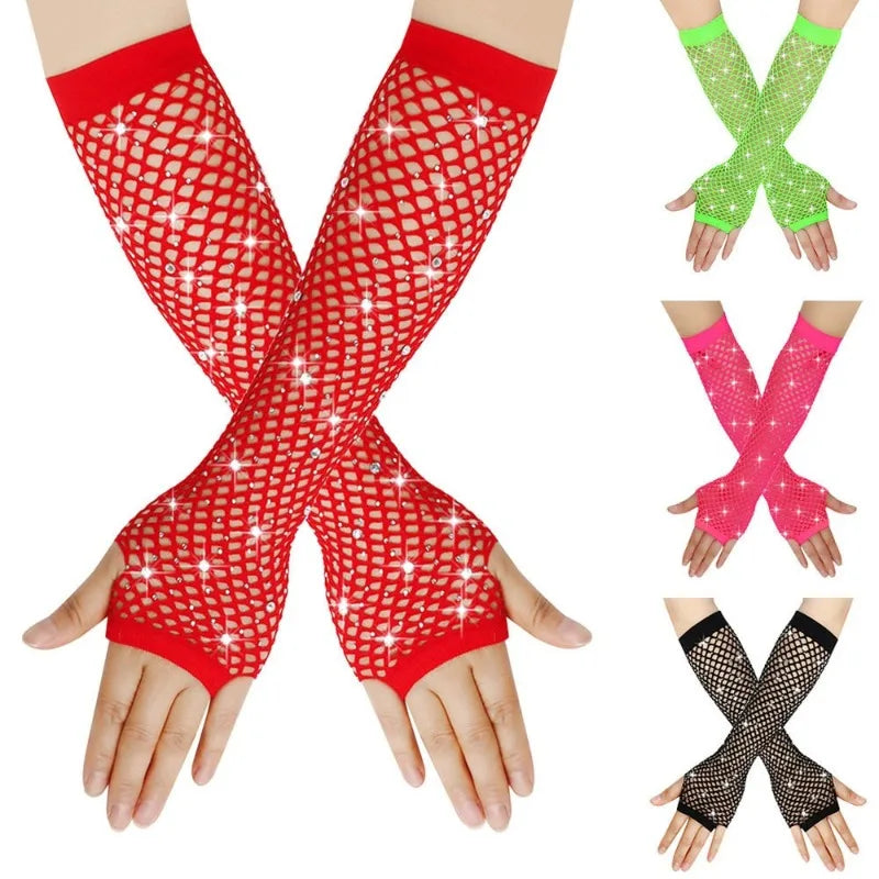 Rhinestone Fishnet Gloves | Fingerless