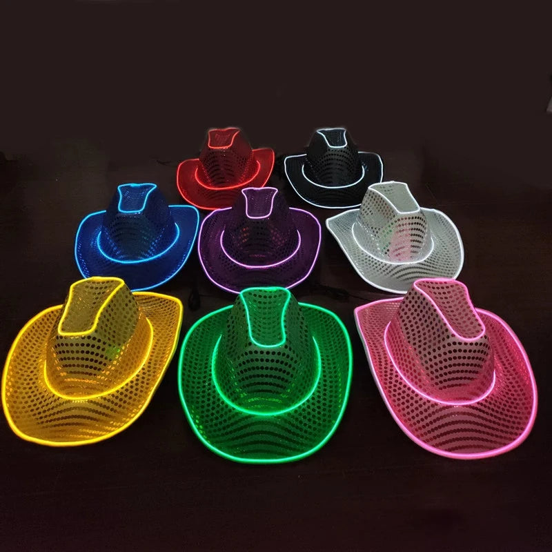 LED Sequin Glow Cowboy Hat | 9 Colors