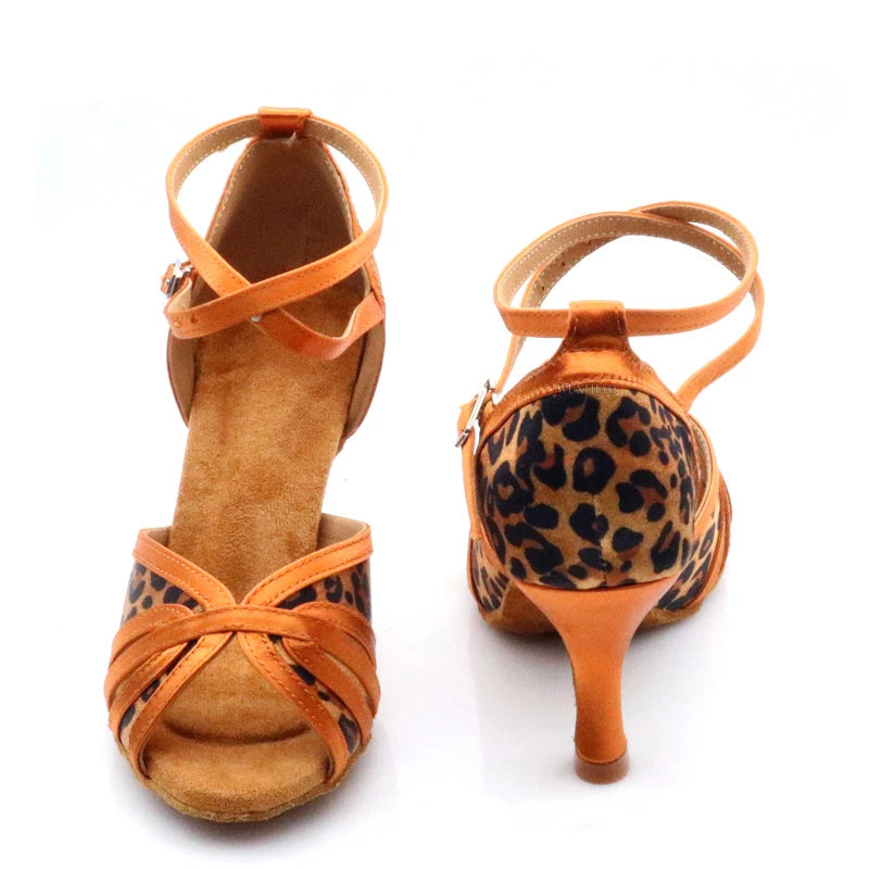 Latin Leopard Dance Heels | Satin | 6–10cm