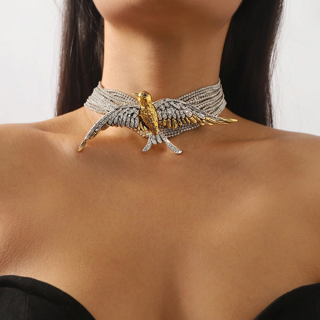 Rhinestone Choker | Swallow Wings