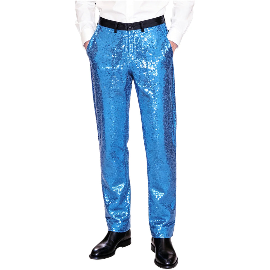 Men's Sequin Disco Pants | Slim Fit | Elastic Waist