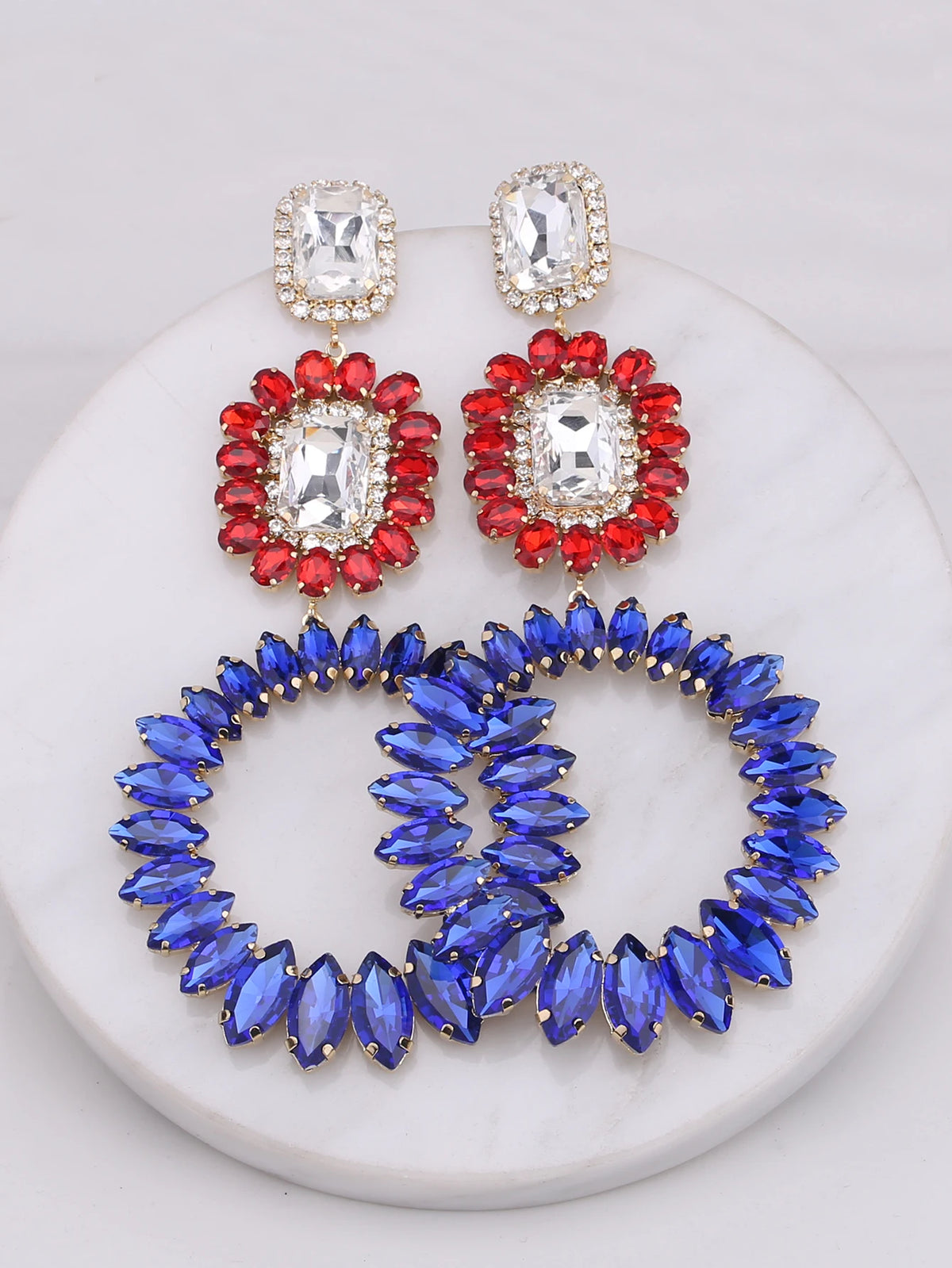 Rhinestone Water Drop Earrings | Clip or Pin