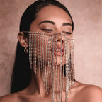 Dazzling Rhinestone Fringe Face Mask - Showgirl, Festival & Performance Accessory