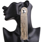 Long Rhinestone Drop Earrings | Clip or Pin