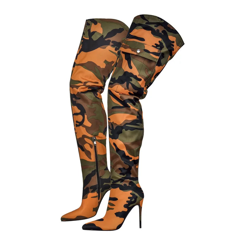 Camo Over-the-Knee Boots | 10–11 cm Heel