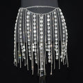 Rhinestone Tassel Chain Mini Skirt