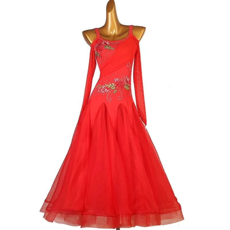 Ballroom Competition Dress | Rhinestone | 6 Colors | XXS-XXL