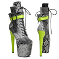 20CM Platform Ankle Boots - Snake Print High Heel Pole Dance Boots