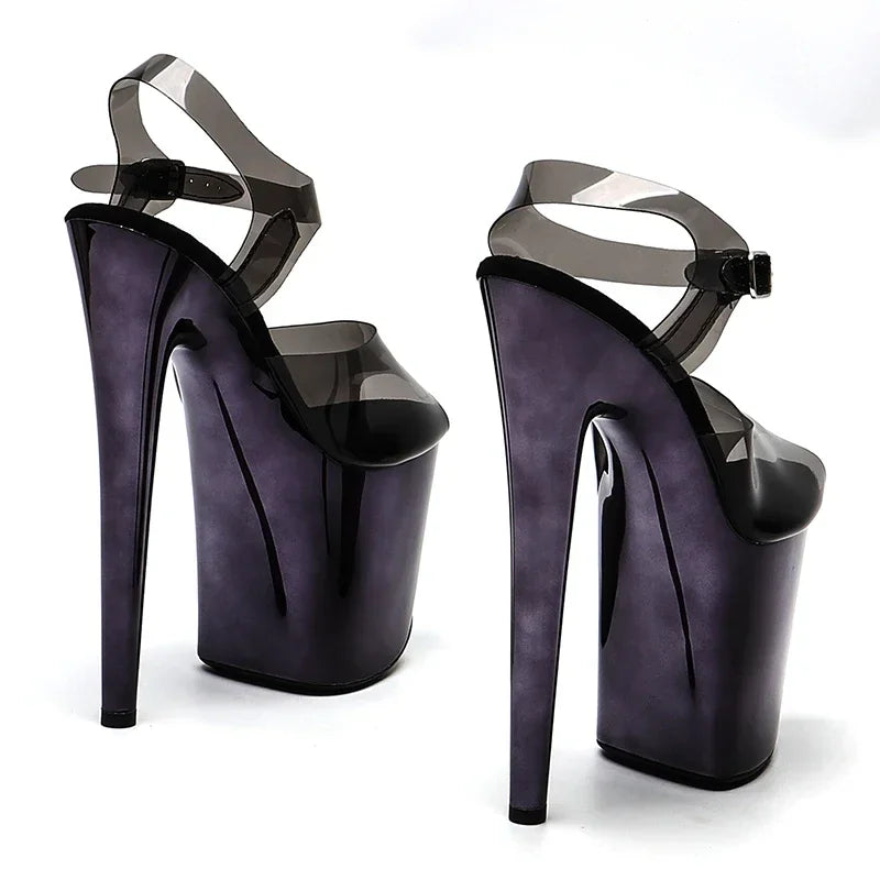 Metallic Platform Sandals - 8 Inch Clear Pole Dance Heels