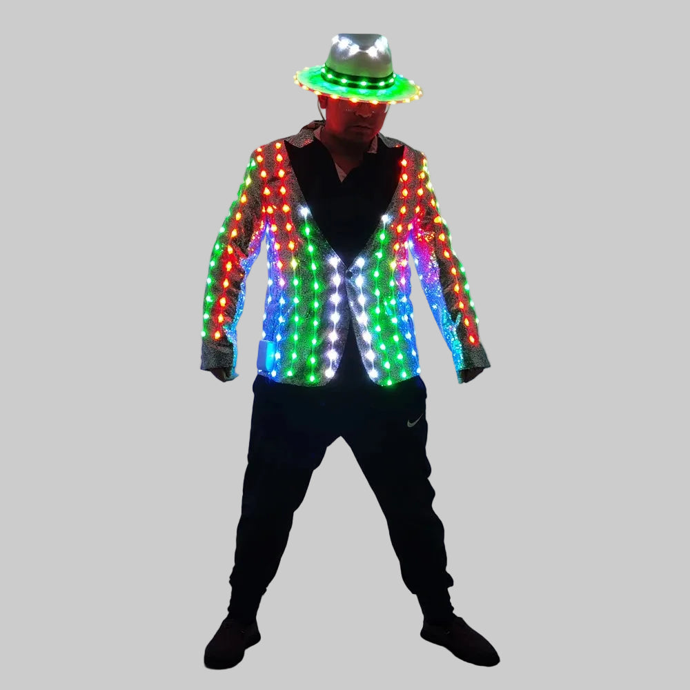 LED Sequin Performance Suit Jacket - Light Up Slim Fit Blazer for Performers
