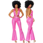 Disco Jumpsuit | Pink Flared Halter
