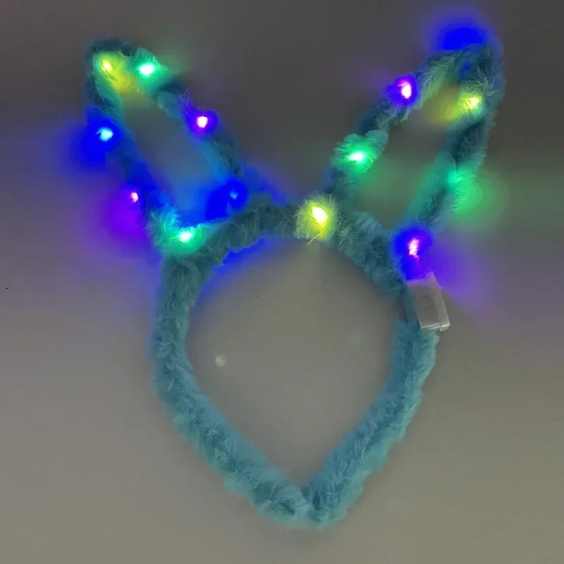 LED Bunny Ear Headbands | Glow Light-Up | Mixed Colors 12pc