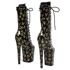 20cm Platform High Heel Pole Dance Boots – Lace-Up Stage & Performance Heels