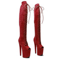 8-Inch Suede Thigh-High Boots - Open Toe Platform Dance Boots