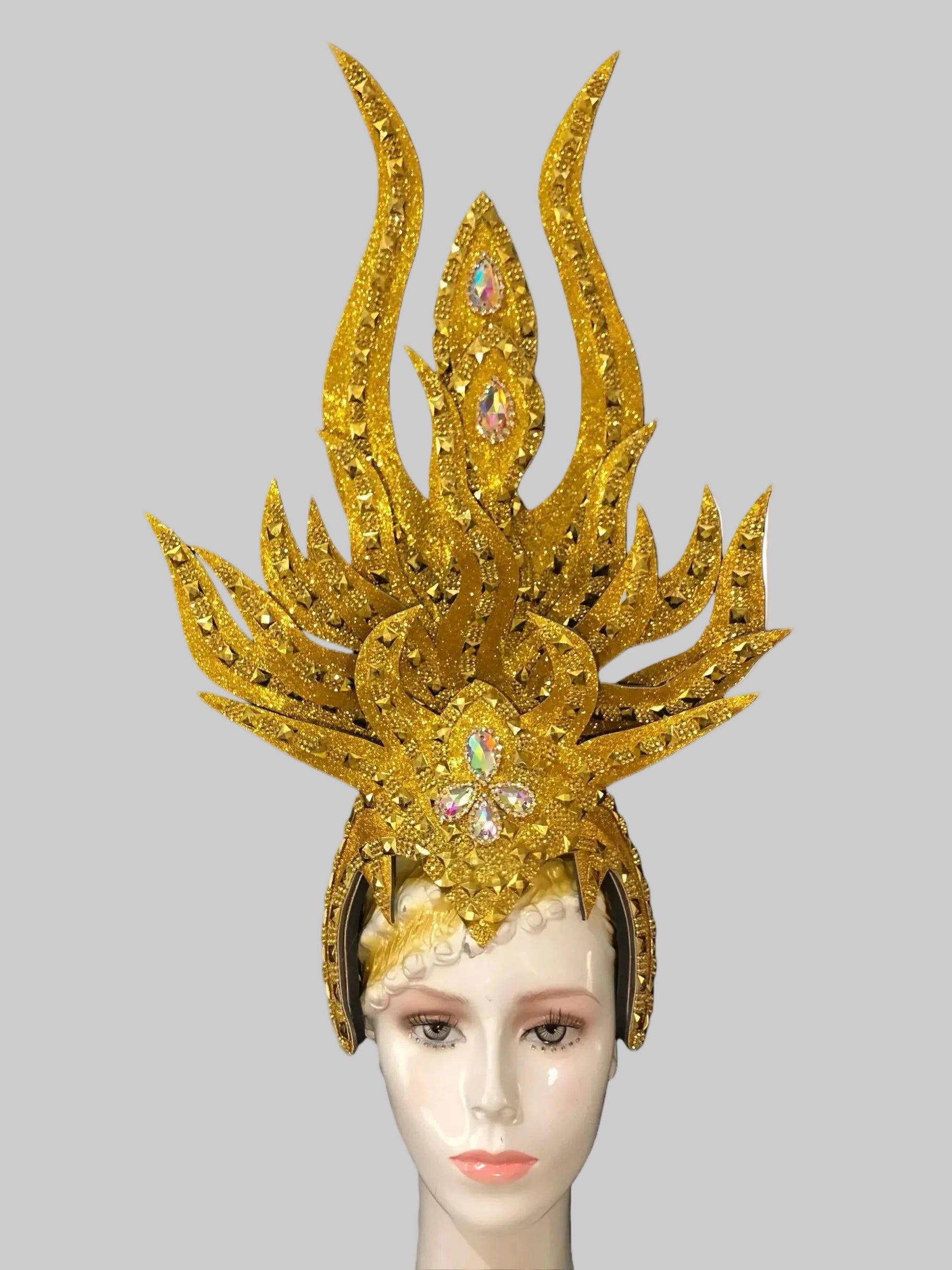Samba Feather Headdress & Wings - Multi-Color Carnival Costume Set with Rhinestones