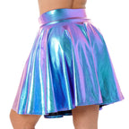 Metallic Flare Mini Skirt | Rave Festival Skater