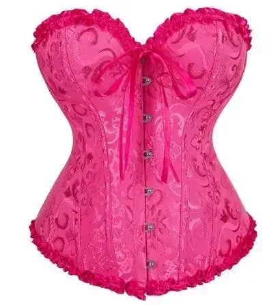 Victorian Overbust Corset | Floral Satin | Plus Size