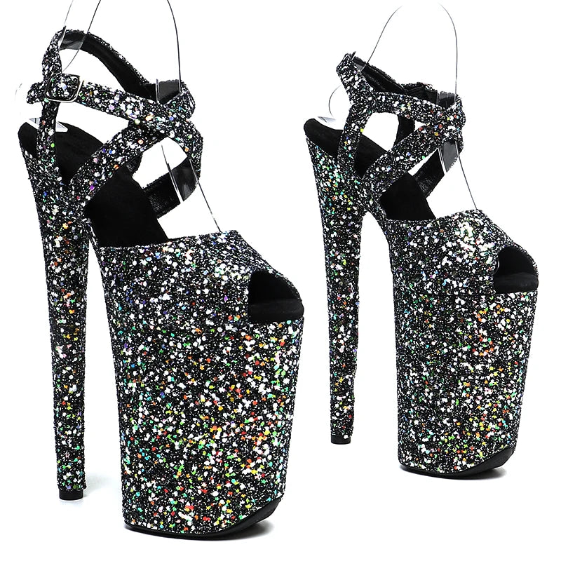 Glitter 9-Inch Platform Pole Dance Sandals