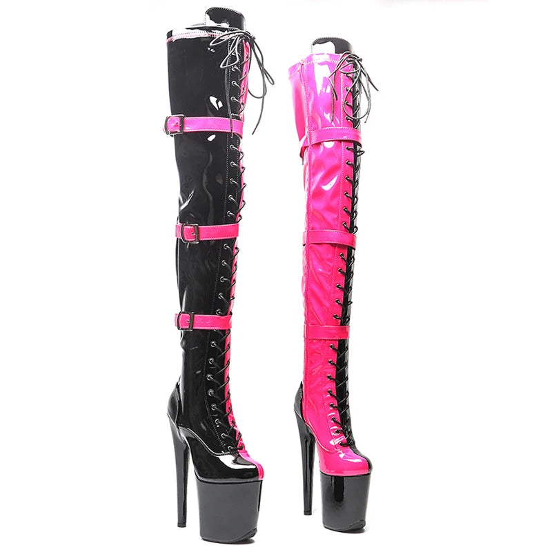 8-Inch Belt-Style Thigh-High Boots - Platform Dance Boots