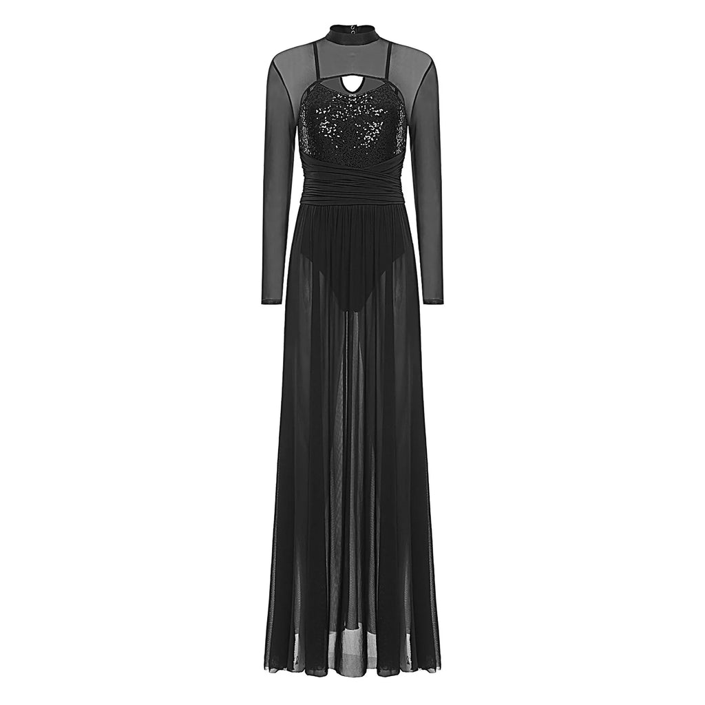 Sequin Lyrical Dance Dress | Mesh & Tulle | Built-In Briefs