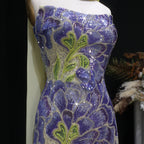 Beaded Mermaid Gown | Scarf | Fuchsia Green & Purple Green