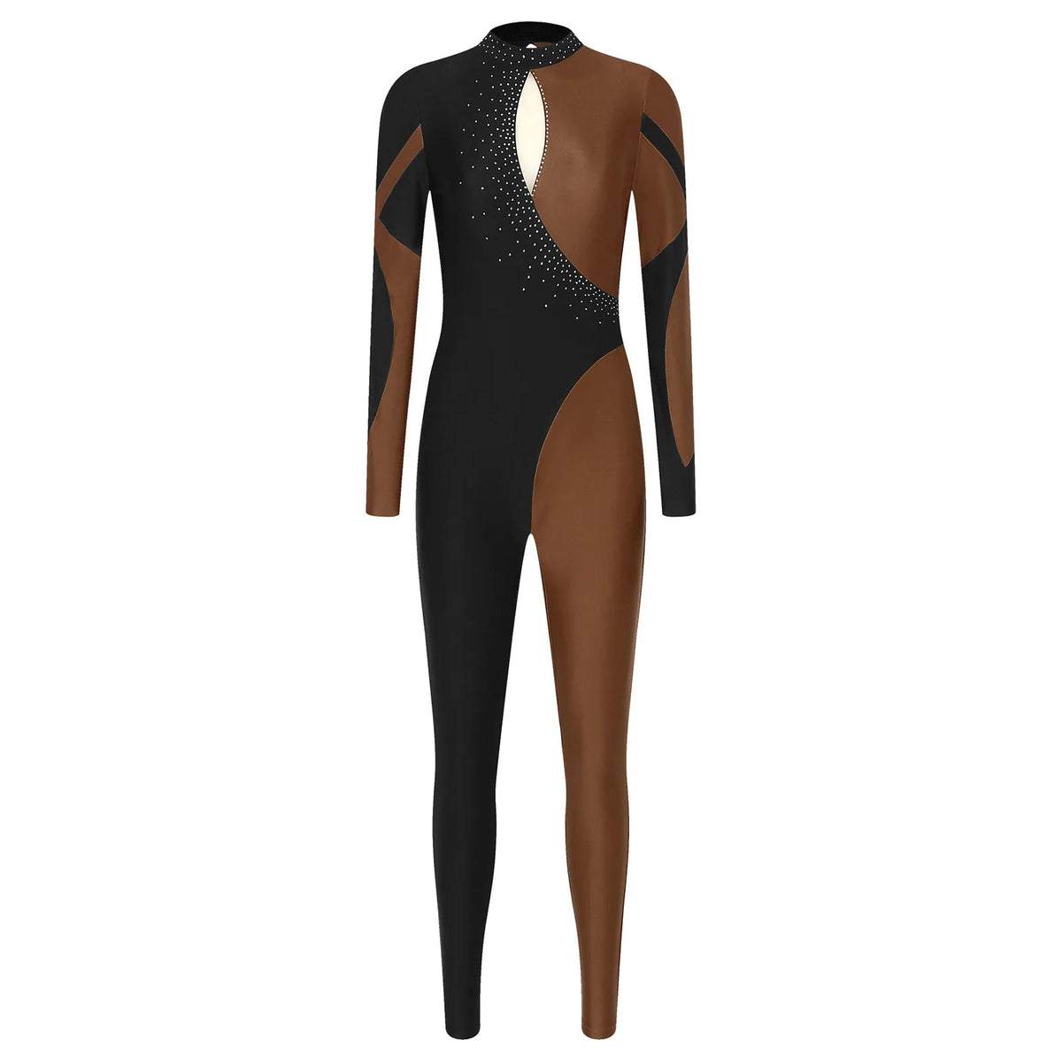 Rhinestone Jumpsuit | Color Block | Long Sleeve