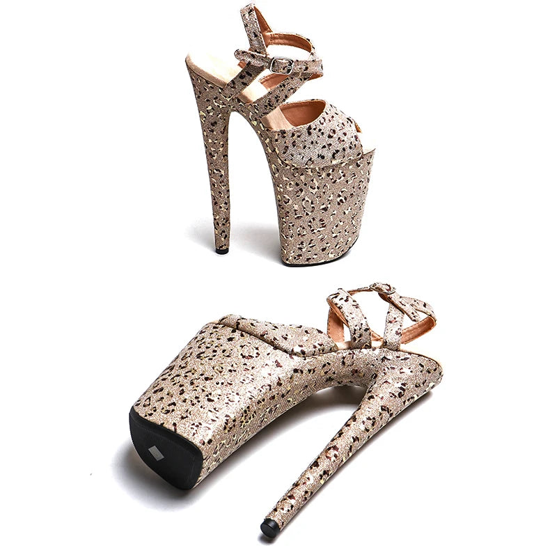 Leopard Glitter Platform Sandal Heel – 9 Inch Stage & Pole Dance