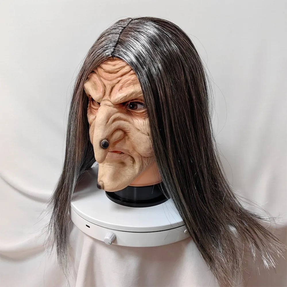 Witch Character Mask | Long Grey Hair