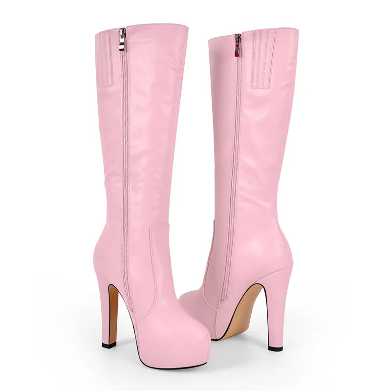Platform Knee-High Boots — High Heel Zipper Boots for Performers