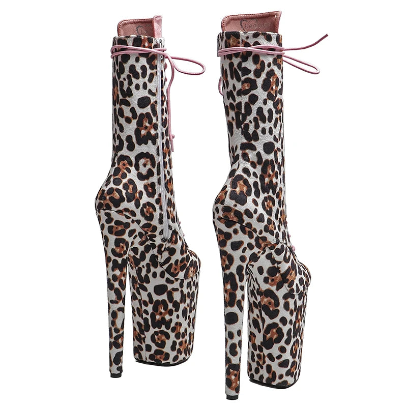 Leopard Print 9-Inch Platform Pole Dance Boots