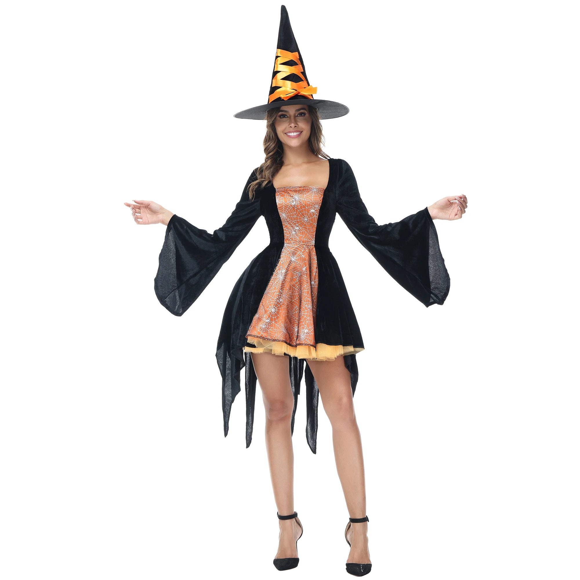 Witch Costume Set | Dress & Hat | 5 Colors | XS-XXXL