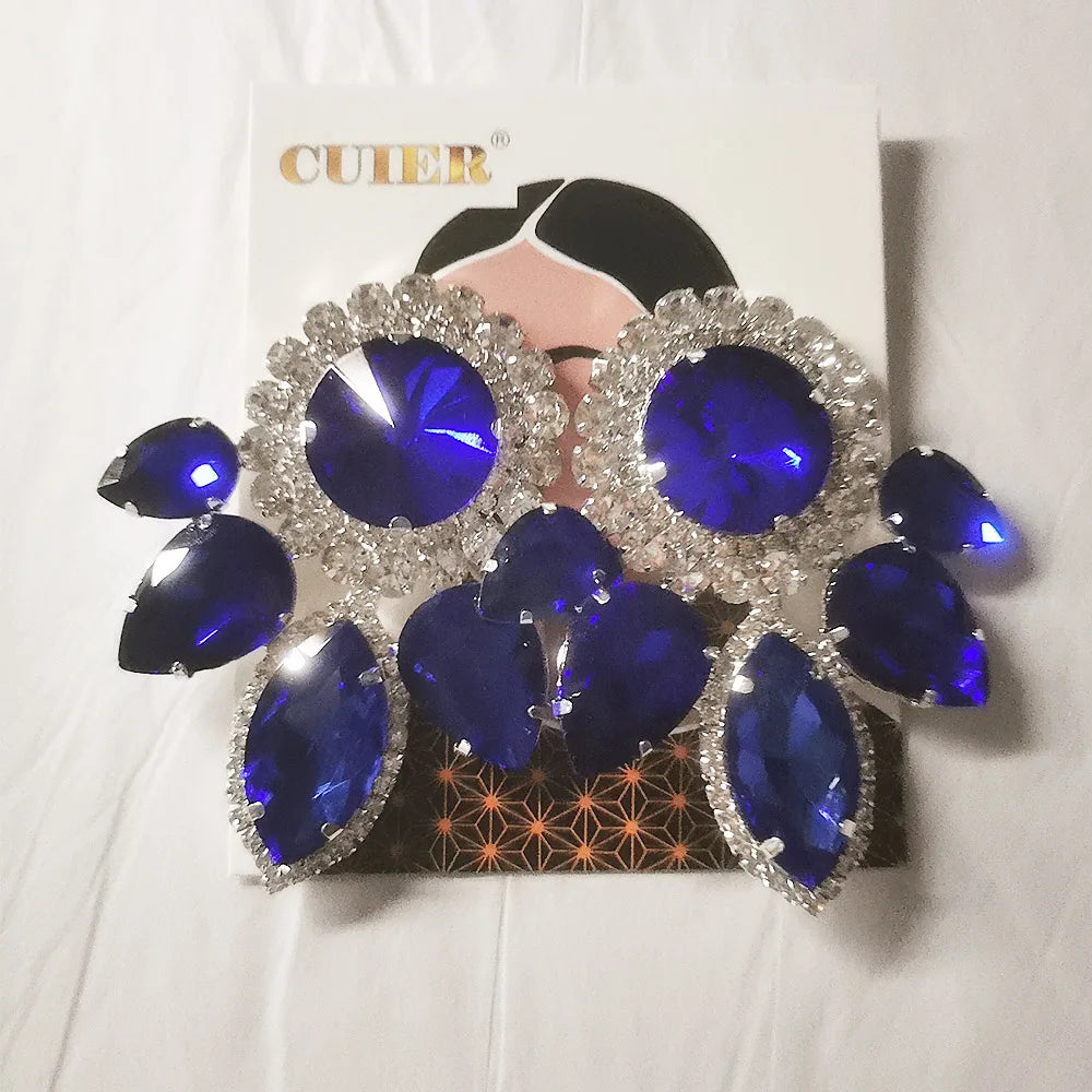 Rhinestone Earring & Ring Jewelry Set | Clip-On or Pin | 10 Colors