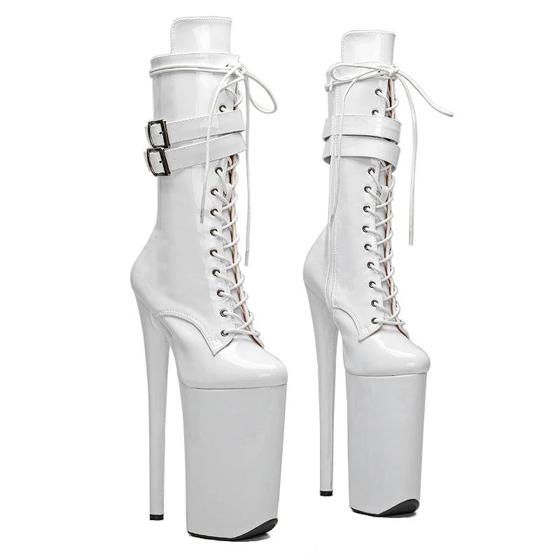10-Inch Platform Ankle Boots - Patent Leather Stage Performance Heels