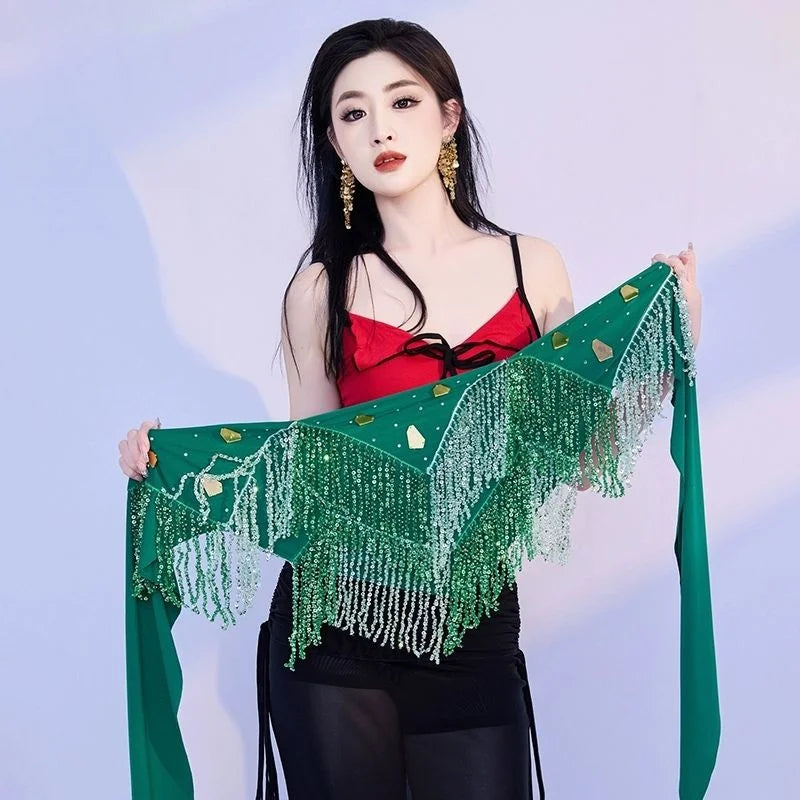 Belly Dance Hip Scarf | Beaded Tassel Wrap