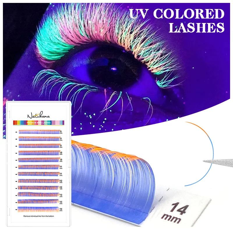 UV Neon Colored Lash Extensions | Individual | 8-14mm Mix