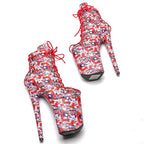 Red Platform Ankle Boots 23cm - Ultra High Heels for Pole Dance