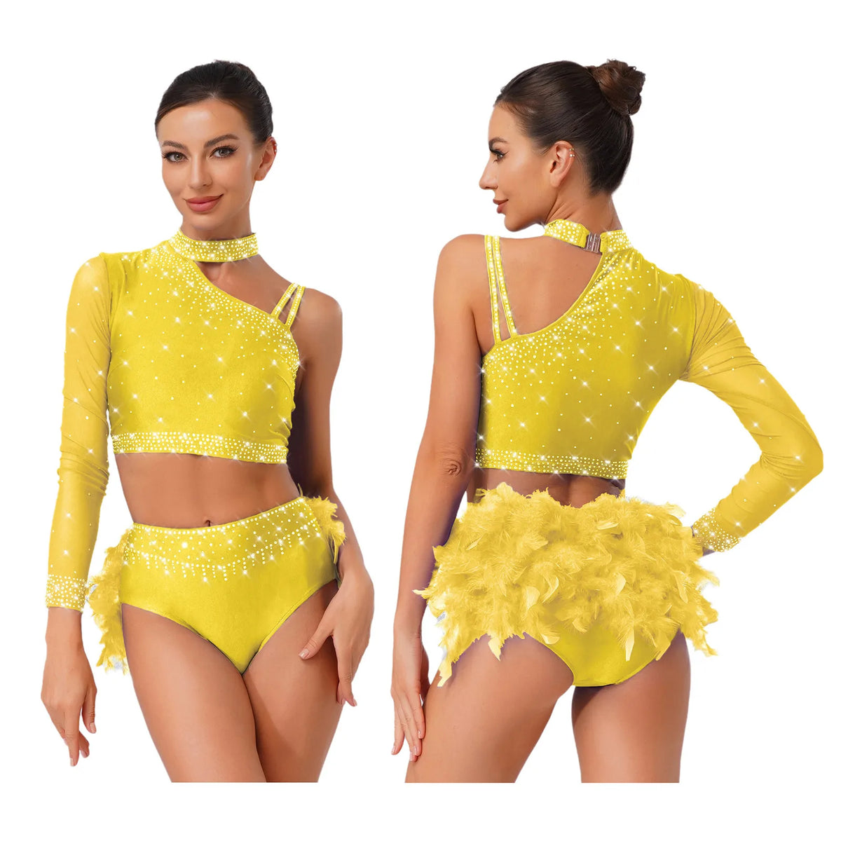 Latin Dance Set | Rhinestones & Faux Feathers