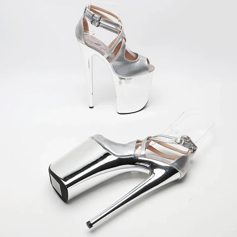 9-Inch Platform Heels - Patent Open Toe Sandals for Pole Dance & Performance