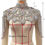 Dazzling Crystal Rhinestone Chain Shoulder Collar - Festival, Drag & Performance Body Jewelry
