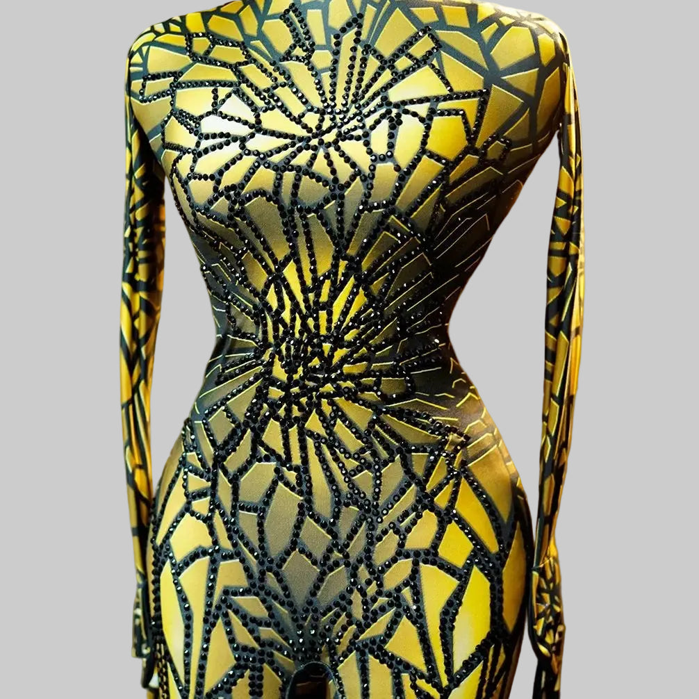 Rayon Glitter Rhinestones Stretch Jumpsuit — Premium Stagewear