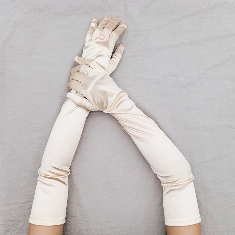 Elbow-Length Satin Gloves | Stagewear