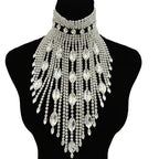Rhinestone Choker Necklace - Statement Jewelry with Tassel for Stage & Performance