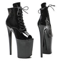 9-Inch Patent Open-Toe Platform Boots | Lace-Up