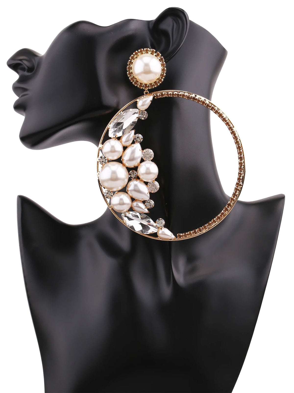 Faux Pearl Drop Earrings | Rhinestone Sparkle | Clip or Pin