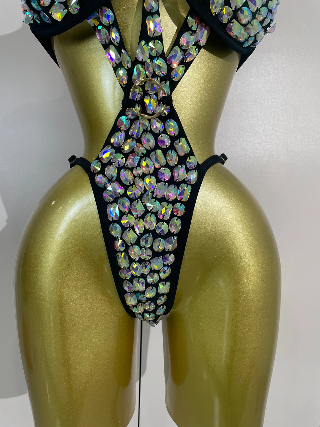 Crystal Diamond Cut-Out Bodysuit | Handmade | XS–L