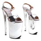 9-Inch Electroplated Platform Sandals - Metallic Dance Heels