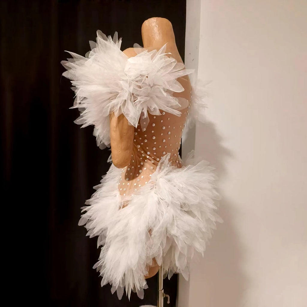 Rhinestone Winged Costume | White Mini Dress