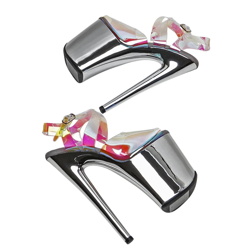 Holographic Platform Sandals - 20cm Pole Dance Heels