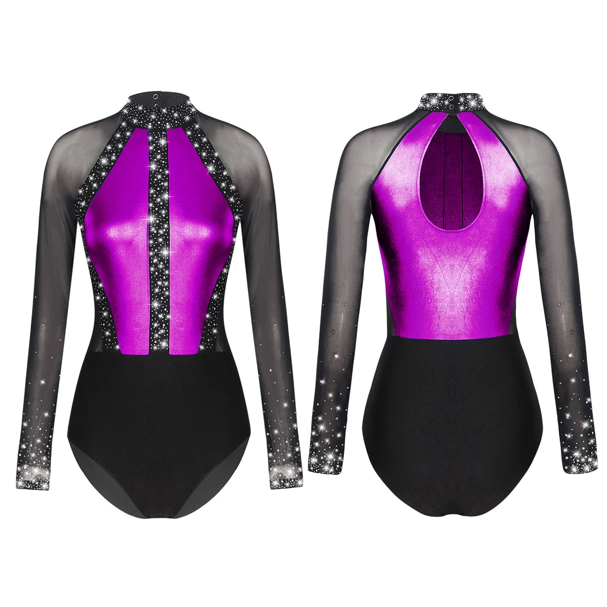Rhinestone Catsuit | Mesh Sleeves | Stage Ready