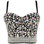 Heavy Beading Rhinestone Bustier | Colorful Crystal Corset Top